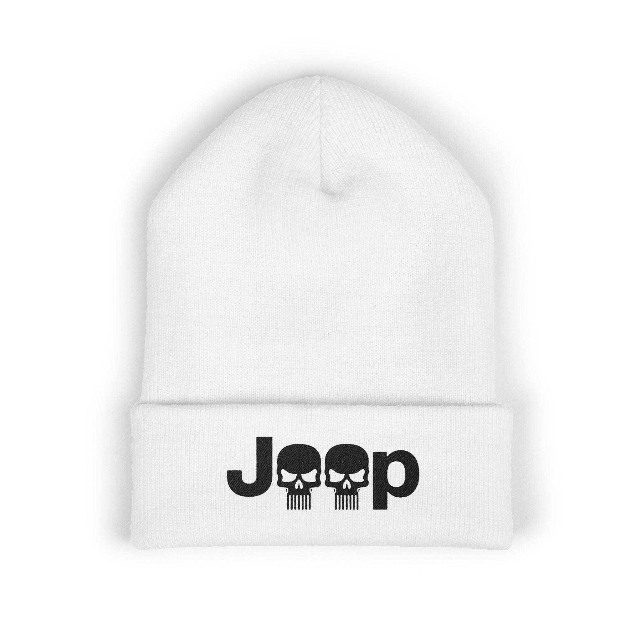 Skull Cuffed Beanie - Embroidered Logo Knit Hat